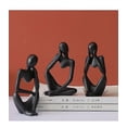 thumbnail image 2 of The Thinker Statue Abstract Sculpture Resin Statues For Home Decor Modern Home Office Shelf Desktop Bookshelf Decor Set Of 3 (small-black), 2 of 2