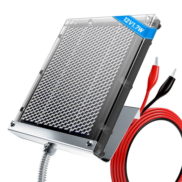 POWOXI Panel solar de 12 V 1,7 W para alimentador de ciervos Cargador de batería solar impermeable con soporte de montaje Panel solar alimentador con clip de cocodrilo Panel solar de 12 voltios