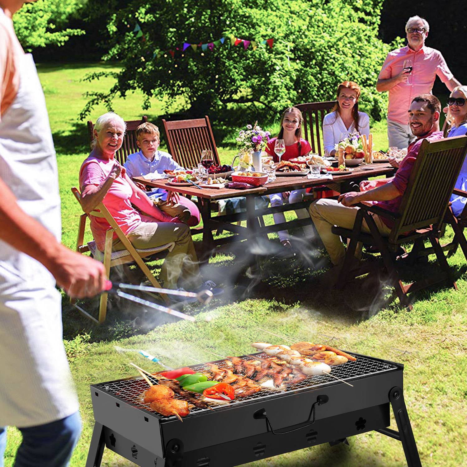 Portable grill, foldable charcoal grill, suitable for camping, backyard picnic, garden, outdoor travel