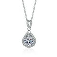 thumbnail image 2 of CUKIXA Moissanite Necklace for Women - 1ct Teardrop Pendant with Prong Set & Full Pavé Diamonds - 18-20in Gold Plated Chain - Elegant Jewelry Gift for Anniversary Wedding Party, 2 of 5