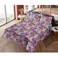 thumbnail image 4 of Ambesonne Poppy Fitted & Flat Sheet with Sham 3 Pcs Set, Vertical Floral Pattern Print, Twin, Violet Pale Sage Green, 4 of 5