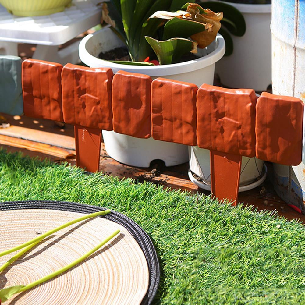 20pcs Interlocking Garden Landscape Border Fence with Stone Look Plastic Lawn Edging