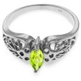 thumbnail image 4 of Galaxy Gold 14K White Gold Natural Marquis-Shaped Peridot Filigree Solitaire Ring - August Birthstone - Abundance & Joy - Sizes 5.5 to 11 - Fine Jewelry for Women, 4 of 4