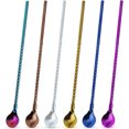 thumbnail image 1 of 6 cucharas de mango largo, cuchara de té helado de 9 pulgadas, cuchara de helado, cucharas para agitar cócteles, cuchara de paja reutilizable de acero inoxidable para bebidas frías, 1 of 5