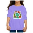 thumbnail image 4 of XEGLSBU Boys Long Sleeve Shirts Size 8-9 Toddler Boys Girls Autumn Long Sleeve Christmas Cartoon Dinosaur Prints T Shirt Tops Purple Size 12-13 Years, 4 of 4