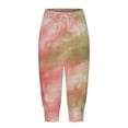 thumbnail image 3 of Capris For Women Casual Tie Dye Print Pants High Waist Bottom Drawstring Joggers Casual Pants Womens Pants Casual Work Long Yoga Pants for Women Petite Dress Pants for Women Business Casual Women, 3 of 4