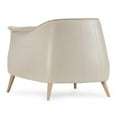 thumbnail image 4 of Benjara Teli 36 Inch Club Chair, Curved Cushioned Seat, Ivory Real Leather, Wood, 4 of 5