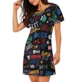 thumbnail image 2 of Fotbe Basketball Bata de Dormir para Mujer con Estampado, Camisón de Algodón de Manga Corta, Ropa de Dormir Casual, 2 of 6