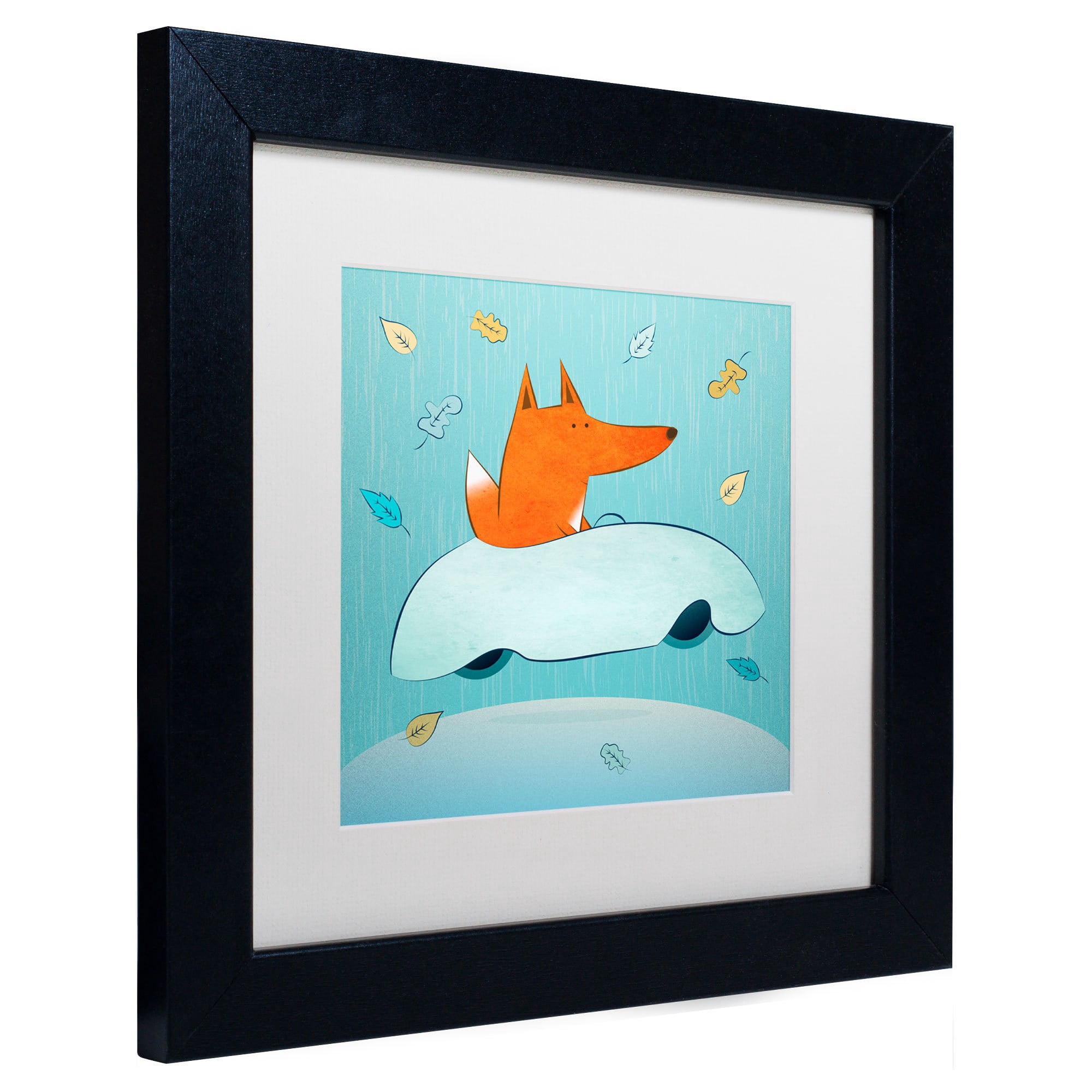 Carla Martell 'Fox in Car' Matted Framed Art