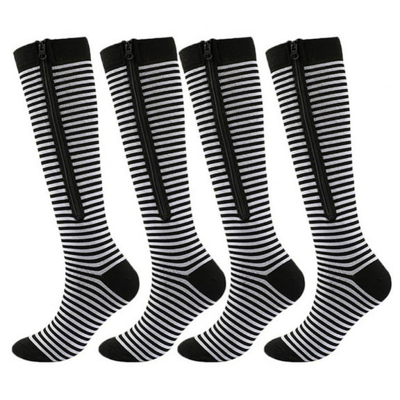 2 Pairs Zipper Compression Socks, 15-20 mmHg Closed Toe Compression Stocking with Zipper for Women and Men