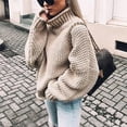 thumbnail image 2 of YOTMKGDO Sweaters for Women, Solid Casual Long Knitted Sleeve Off The Sweater Womens Shoulder Pullover Sweater Beige M, 2 of 5