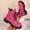 Hot Pink, variant on Fashion Glossy Platform Ankle Boots for Women, Lace Up Chunky Lug Sole Booties, Thick, Non-slip Sole Side Zipper Short Boots for Daily Casual Wear