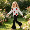 thumbnail image 3 of QGJZVUNL Toddler Girl Clothes Long Sleeve Stripe Crewneck Top and Flared Pants Back To School Outfits for Girls Size 7 Years, 3 of 7
