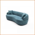 thumbnail image 3 of Mid Century Modern 3-Seat Curved Boucle Sofa - Cloud-Like Comfort for Living Room, Bedroom, Office | Blue | Boucle | Wood, 3 of 11