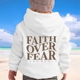 thumbnail image 4 of Toddler Kids Faith Over Fear Letter Print Pullover Hoodie, Cozy Lined Long Sleeve Hooded Sweatshirt For Boys Girls Ages 2-13, 9 Solid Color Options, 4 of 7