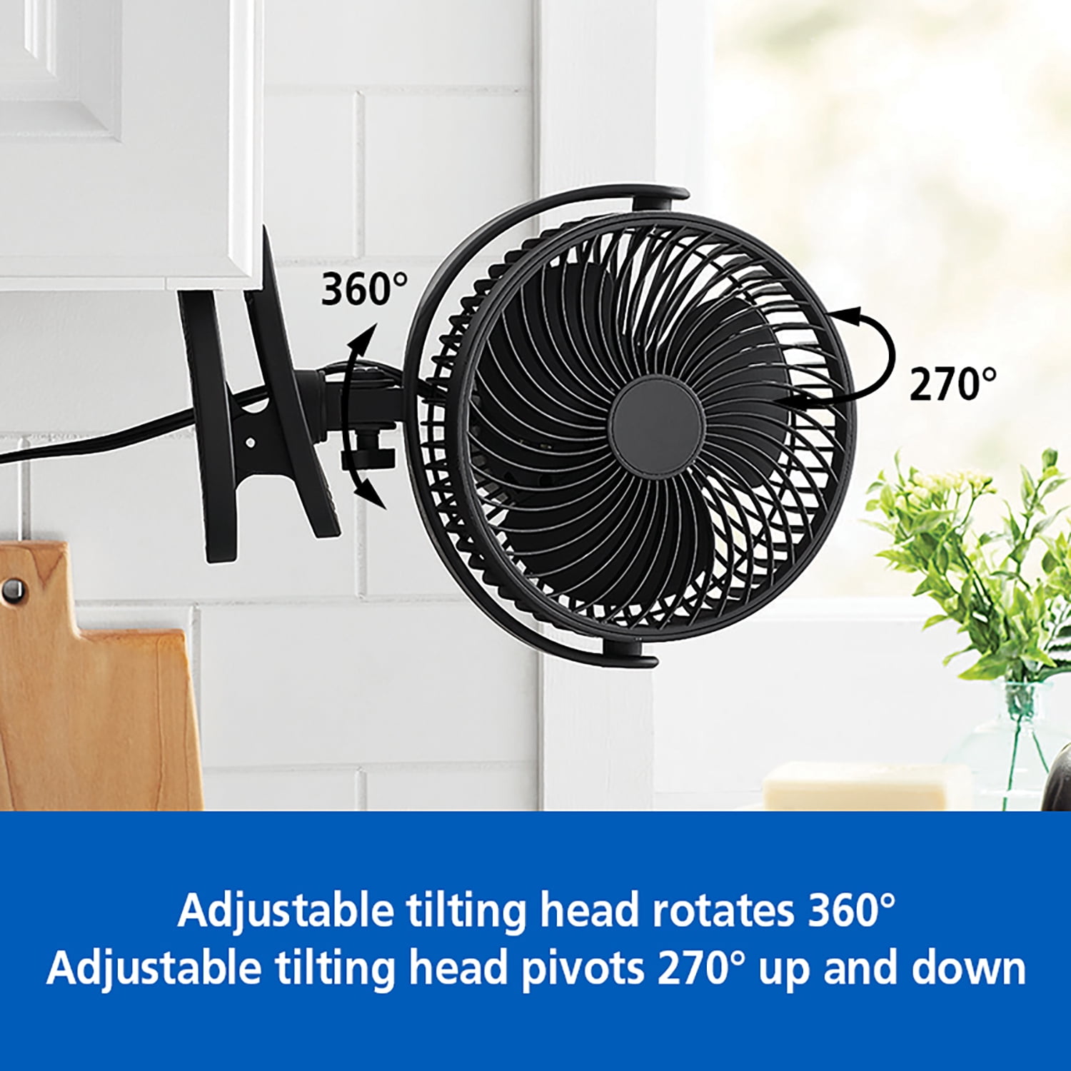 Mainstays 6-inch New Desktop or Clip-on AC Electric Personal Indoor Fan with 2 Speeds, Black
