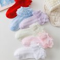 thumbnail image 4 of Ruffle Ankle Socks Kids Cotton Double Lace Turn Cuff Sock for Girls Cute Frilly Dress Socks for 1-16 Years Little Girls Socks Size 4-6 Years, 4 of 4