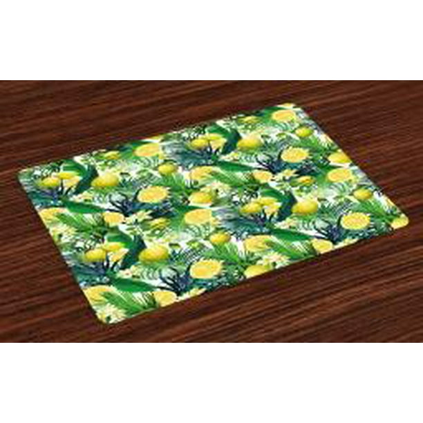 Nature Placemats Set of 4 Tropical Plants with Large Evergreen Leaf