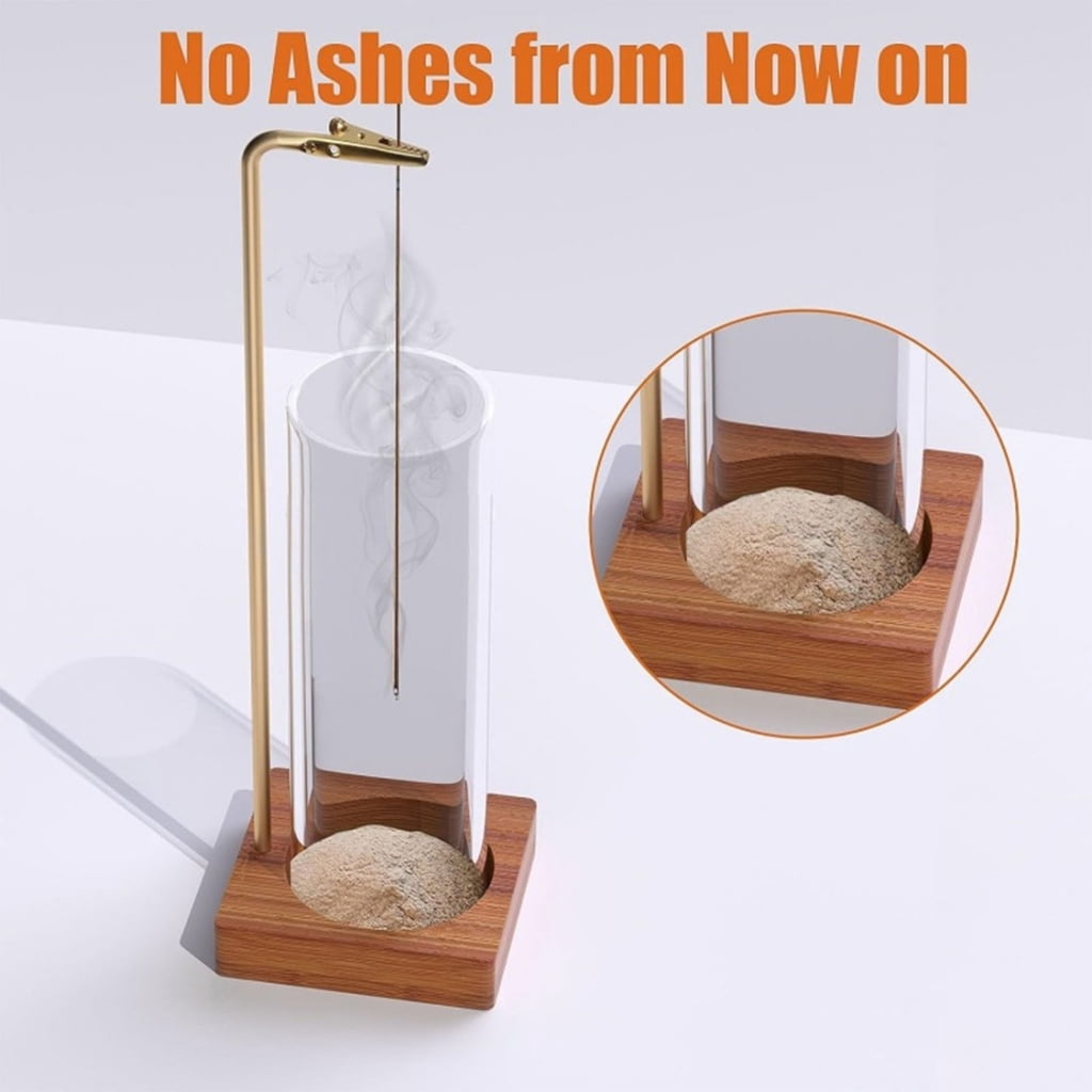Oasiva Incenses Burners with Glass Ashes Catcher Wood Incenses Stick Holder Decorations