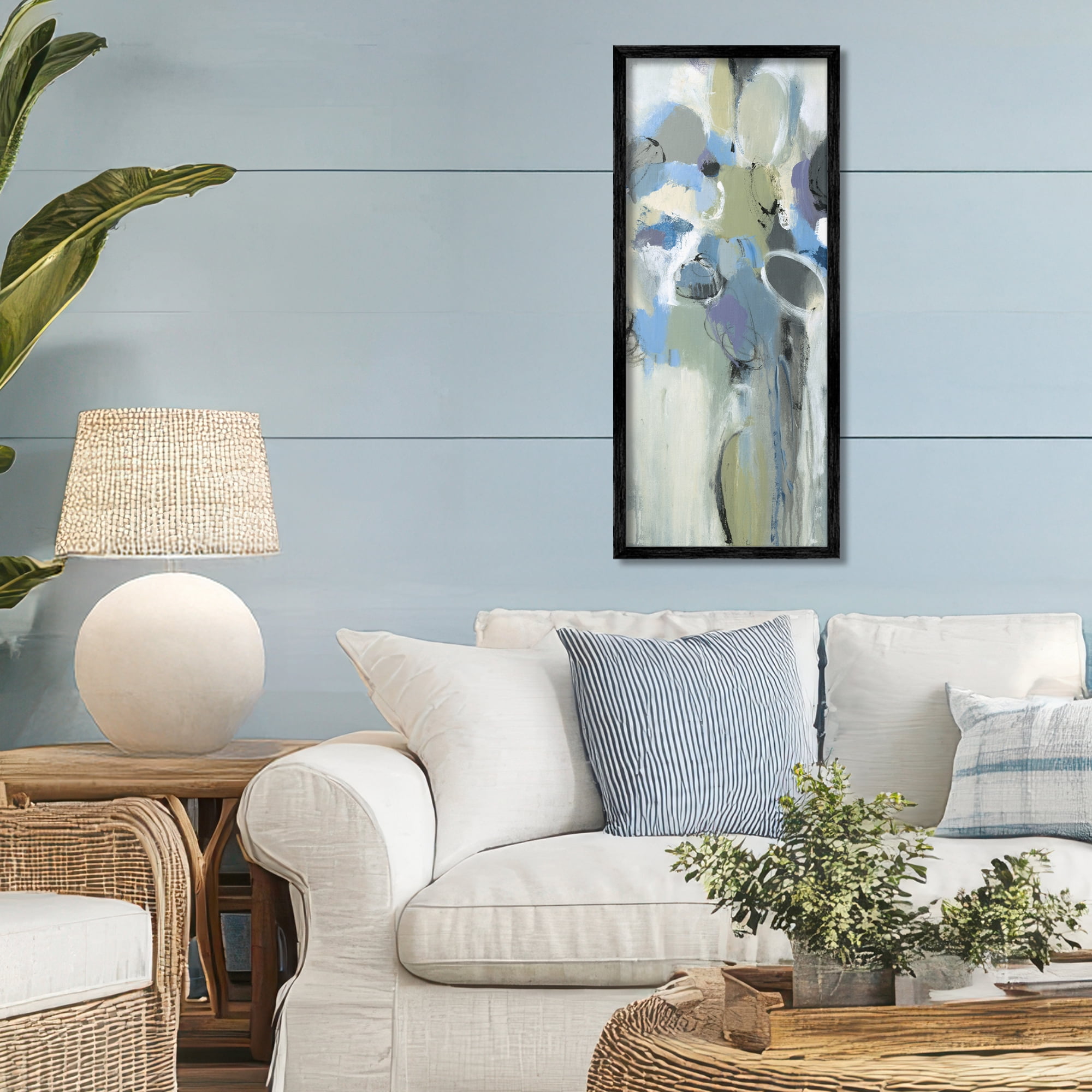 Stupell Industries Beige & Blue Abstraction Black Framed Giclee Art, design by Lisa Ridgers