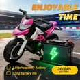 thumbnail image 3 of Xuanlur 24V 9AH Electric Motorbike, 9 mph & 110lb Max, 200W Ride on Motorcycle for Big Kids w/EVA Tires, LED Lights & Power Display, 2 Speed, Bluetooth, Music, Electric Motorcycle for Ages 6+, Pink, 3 of 8