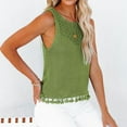 thumbnail image 2 of Tops de ganchillo de verano para mujer, camisa sin mangas con escote calado, blusa para mujer, dobladillo con flecos, chaleco tejido informal, Top verde S, 2 of 6