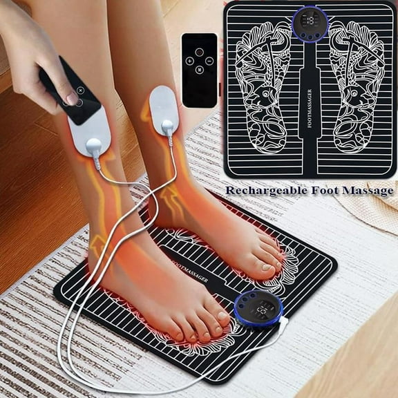 Portable EMS Foot Massager Mat Foot Stimulator Pad Relieves Plantar Pain, and Supports Muscle Relaxation & Pain Relief Foot Massage Tools with Remote Control Gifts for Dad,Mom
