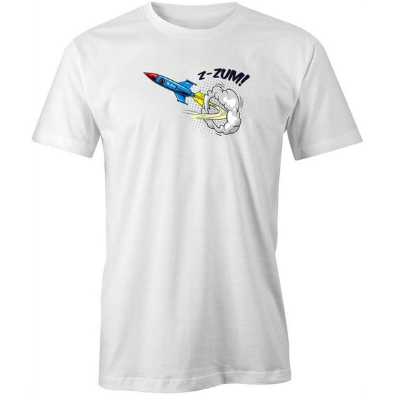 Comic Space Rocket T-Shirt | Comic Art White Tee Gift