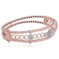 thumbnail image 2 of 1.45 TCW Solid 18 Kt Rose Gold SI Clarity HI Color Diamond Bubble Band & Linked Chain Bangle/Bracelet, 2 of 5