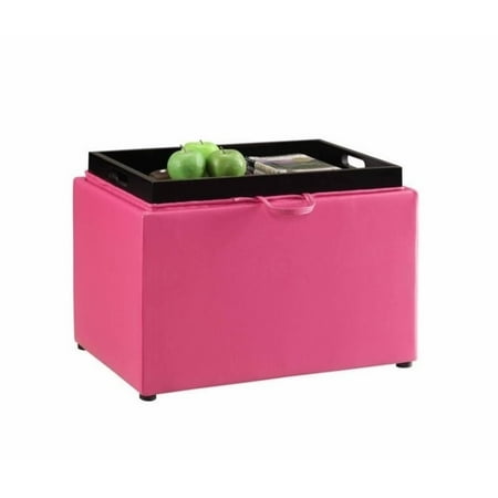 Pink Storage Ottoman - Pemberly Row Accent Storage Ottoman in Pink