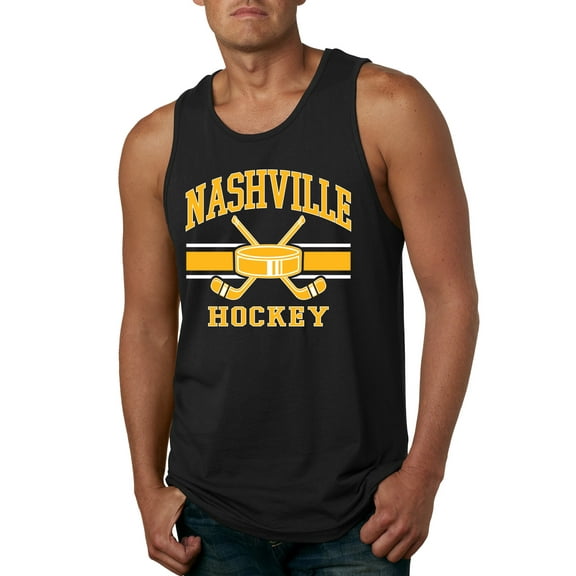 Wild Bobby City of Nashville Hockey Fantasy Fan Sports Men's Tank Top, Black, Small