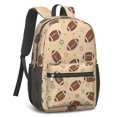 thumbnail image 2 of Football Star Beige Pattern 17" School Backpacks for Teens,Waterproof Oxford Fabric,S-Shape Padded Straps for School,Travel,Hiking,Camping, 2 of 6