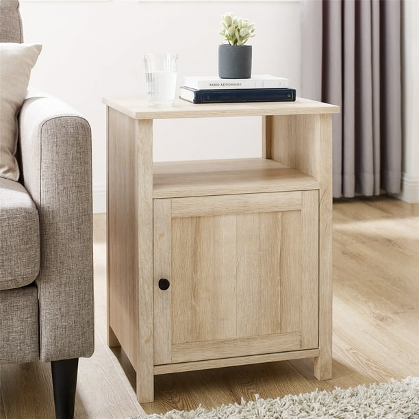 Woven Paths Modern Open Shelf End Table, White Oak