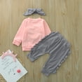 thumbnail image 4 of IROINNID Toddler Girl's 3PCS Set Printed Long Sleeve Top Comfy Pants Outfits With Headbands, 4 of 8