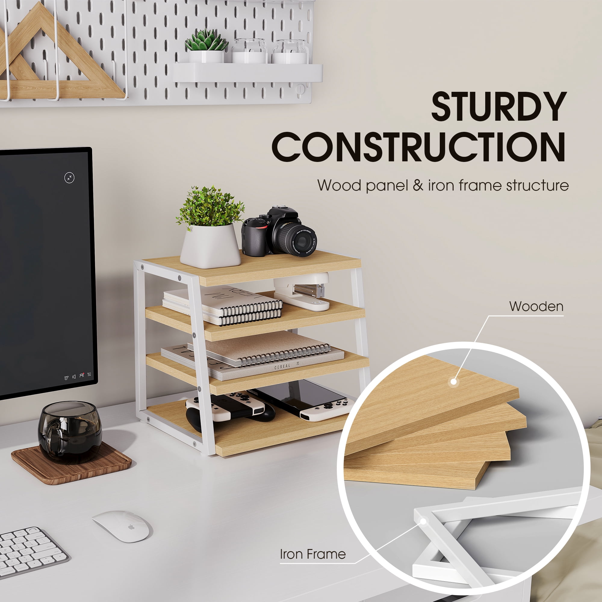 Fenge Desk Organizer, 4 Tier File Organizer for Desk