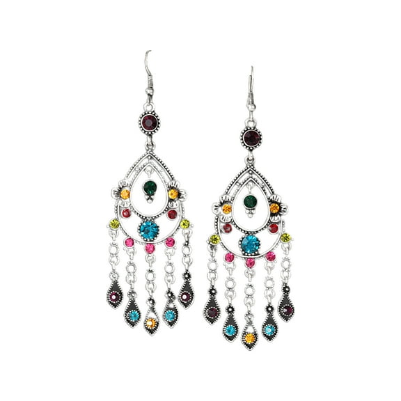 Grandest Birch 1 Pair Dangle Earrings Classic Decorative All-match Bohemian Vintage Multilayer Rhinestone Ethnic Style Earrings fo