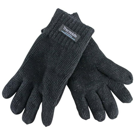 Luxury Divas Black Knit Microfiber Thermolate Men's Lined Gloves
