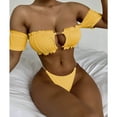 thumbnail image 2 of LYXSSBYX Swimsuits for Women Two Piece Women off Shoulder Hollow out Solid Sexy Bikini Push-Up Padded Swimwear Swimsuit Beachwear Set, 2 of 9