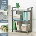 thumbnail image 5 of Bamboo Shelf, 4-Tier Bookcase Storage Shelves, Small Book Rack Shelving Unit, Multipurpose Storage Display Shelf for Bathroom Kitchen Living Room Office (3-Tier Grey-20.08in), 5 of 8