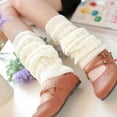 thumbnail image 5 of Dengjunhu Women Solid Color Winter Warm Cable Knit Leg Warmers Knitted Crochet Long Socks, 5 of 7