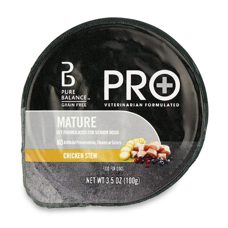 Wonder mat Tussendoortje Pure Balance Pro Plus Mature Wet Dog Food 3.5oz Cup 12ct - Walmart.com