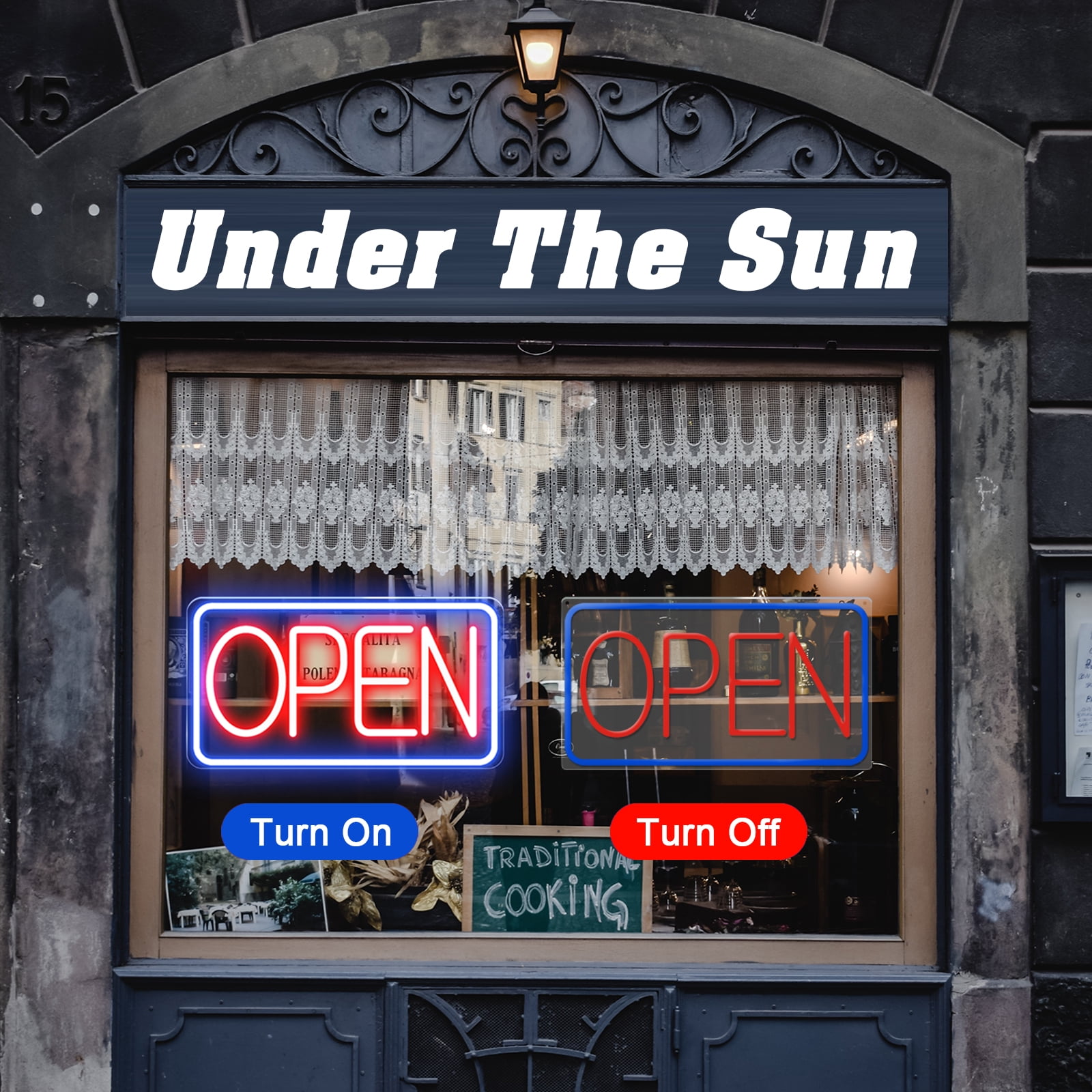 KENFARI Led Neon Open Signs for Business, 16.5''x 9'' Powered by 5V USB with Adjustable Bright Switch