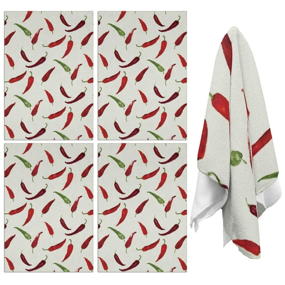 Chili Kitchen Towels Set of 2,Ultra Absorbent & Fast Drying Farmhouse Dish Towels 18x26 Inch,Decorative Hand Towels for Kitchen,Bathroom,Cooking,Baking,Housewarming Gift.