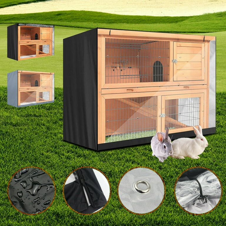 Jygee 4FT Rabbit Hutch Cover Double Decker Pet Bunny Cage Waterproof Dustcover Outdoor Garden Patio