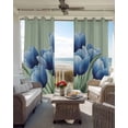 thumbnail image 6 of Navy Blue Tulip Blackout Curtains for Bedroom Living Room Darkening Curtains 96 Inches Long Chic Elegant Flowers Botanical Sage Green Window Curtain 2 Panels Set Window Treatment Drapes 52"x96", 6 of 9
