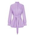 thumbnail image 4 of XPMWRP Women's Button Belt Solid Color Coat Long Sleeve Lapel Loose Outerwear Jacket Fashion Winter Soft Warm Coats with Pockets Purple S, 4 of 6