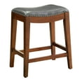 thumbnail image 3 of OSP Home Furnishings Metro 24" Saddle Stool with Nail Head Accents and Espresso Finish Legs with Cranberry Bonded Leather, 3 of 4
