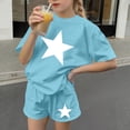 thumbnail image 2 of Eltusu Girls Outfit Sets, Crew Neck Short Sleeve Casual 2PC Summer Clothes Sets Blue Size 5-6T, 2 of 6