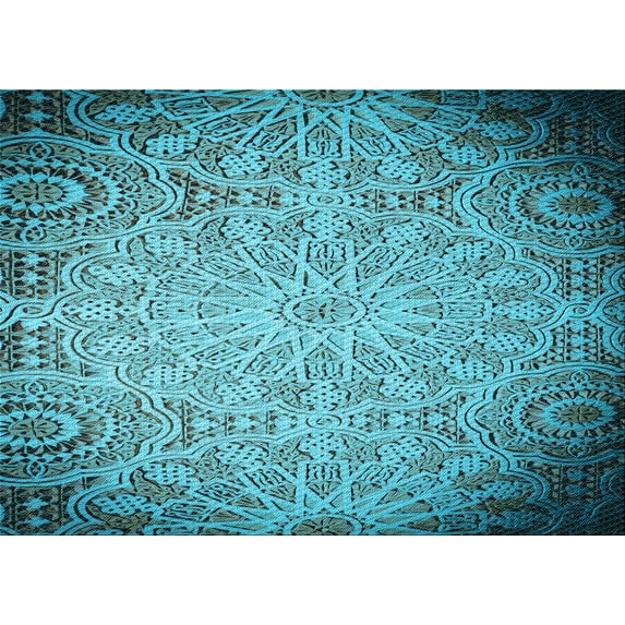 Ahgly Company Machine Washable Indoor Rectangle Transitional Blue Jay Blue Area Rugs, 2' x 5'
