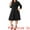 Black, variant on DARING DIVA Plus Size Midi Notched V Neck 3/4 Sleeve A-Line Dress 1X Black